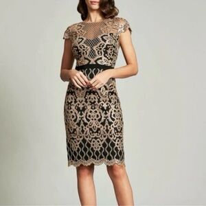 Elegant Lace Dress in Black and Gold